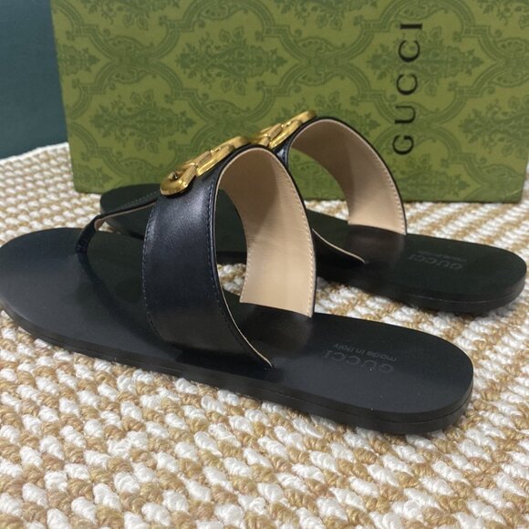 Gucci Black and Gold Women's Slippers - Picture 3 of 6